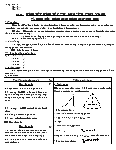 Giáo án Hình học 9 năm học 2007- 2008 - Tiết 60 : Hình nón, hình nón cụt, diện tích xung quanh và tích của hình nón, hình nón cụt thể