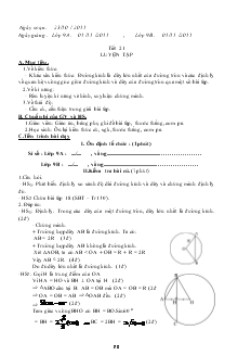 Giáo án Hình học 9 năm học 2011- 2012 Tiết 21 : Luyện Tập
