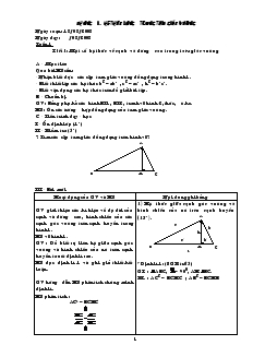 Giáo án Hình học 9 - Tuần 1 - Tiết 1: Một số hệ thức về cạnh và đường cao trong tam giác vuông