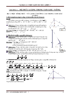 Giáo án Hình học khối 9 - Bài 1: Một số hệ thức về cạnh và đường cao trong tam giác vuông