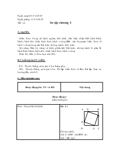 Giáo án Hình học lớp 8 năm học 2011- 2012 Tiết 22 : Ôn tập chương I