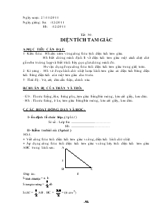 Giáo án Hình học lớp 8 năm học 2011- 2012 Tiết 30: Diện tích tam giác