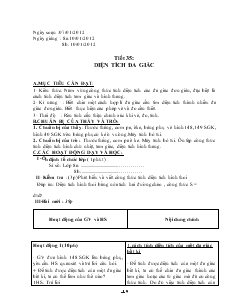 Giáo án Hình học lớp 8 năm học 2011- 2012 Tiết 35: Diện tích đa giác