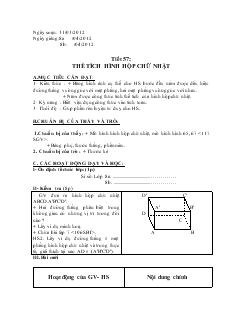 Giáo án Hình học lớp 8 năm học 2011- 2012 Tiết 57: Thể tích hình hộp chữ nhật