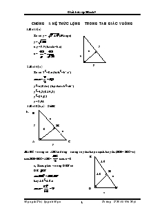 Giáo án môn Hình học khối 9 - Chương I: Hệ thức lượng trong tam giác vuông