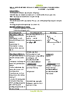 Giáo án môn Hình học khối 9 - Chương I - Tiết 2: Một số hệ thức về cạnh và đường cao trong tam giác vuông