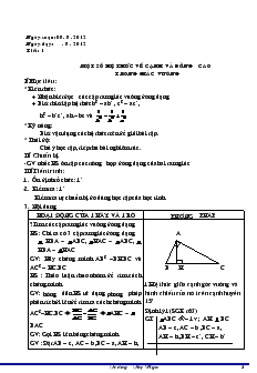 Giáo án môn Hình học khối 9 - Tiết 1: Một số hệ thức về cạnh và đường cao trong giác vuông