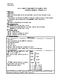 Giáo án môn Hình học khối 9 - Tiết 11, 12: Một số hệ thức về cạnh và góc trong tam giác vuông