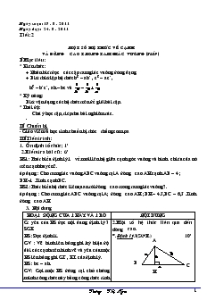 Giáo án môn Hình học khối 9 - Tiết 2: Một số hệ thức về cạnh và đường cao trong tam giác vuông (tiếp)