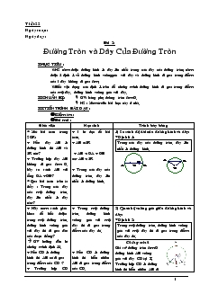 Giáo án môn Hình học khối 9 - Tiết 22 - Bài 2: Đường tròn và dây của đường tròn