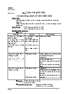 Giáo án môn Hình học khối 9 - Tiết 24 - Bài 3: Liên hệ giữa dây và khoảng cách từ tâm đến dây