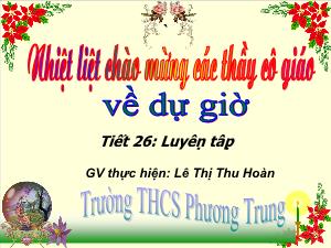 Giáo án môn Hình học khối 9 - Tiết 26: Luyện tập