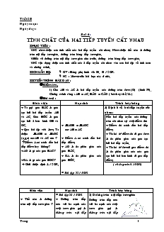 Giáo án môn Hình học khối 9 - Tiết 28 - Bài 6: Tính chất của hai tiếp tuyến cắt nhau