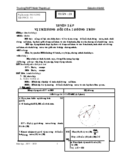 Giáo án môn Hình học khối 9 - Tiết 35: Luyện tập vị trí tương đối của 2 đường tròn