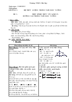 Giáo án môn Hình học khối 9 - Trường THCS Bãi Sậy