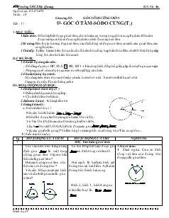 Giáo án môn Hình học khối 9 - Tuần 20 - Trường THCS Mỹ Quang - Tiết 37, 38: Góc ở tâm, số đo cung
