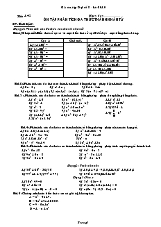 Giáo án  ôn tập Đại số 8 - hè 2010