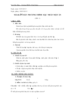 Giáo án Toán 8 - Tiết 60: Bất phương trình bậc nhất một ẩn (tiết 1)