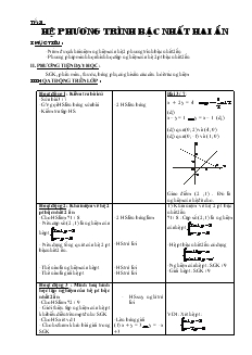 Giáo án Toán 9 - Tiết 31 : Hệ phương trình bậc nhất hai ẩn