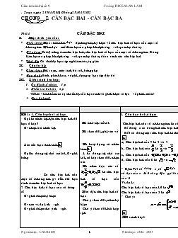 Giáo án toán đại số 9 trường THCS Xuân Lâm