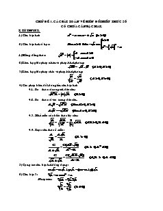 Giáo án Tự chọn Chủ đề 1 Các bài toán về biến đổi biểu thức số có chứa căn bậc hai
