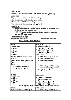 Giáo án Tự chọn toán lớp 9 Tiết 1 + 2 : Căn bậc hai hằng đẳng thức