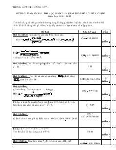 Hướng dẫn chấm thi học sinh giỏi giải toán bằng máy casio năm học: 2012-2013