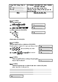 Kì thi học sinh giỏi thcs vòng trường năm học 2008-2009 môn thi giải toán bằng máy tính casio