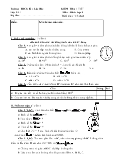 Kiểm tra 1 tiết môn Hình học 9 - Trường THCS Tân Lộc Bắc