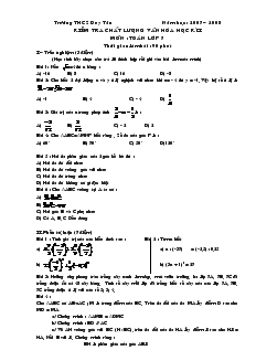 Kiểm tra chất lượng văn hóa học kì I môn: Toán lớp 7 trường THCS Duy Tân