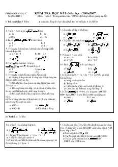 Kiểm tra học kì I năm học: 2006-2007