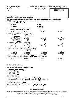 Kiểm tra môn Đại số lớp 9 (Tiết 18)