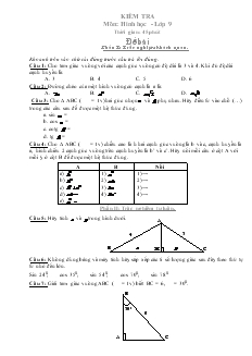 Kiểm tra môn: Hình học lớp 9
