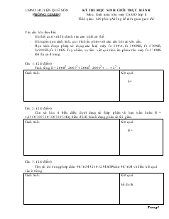 Kỳ thi học sinh giỏi thực hành môn giải toán trên máy casio lớp 8