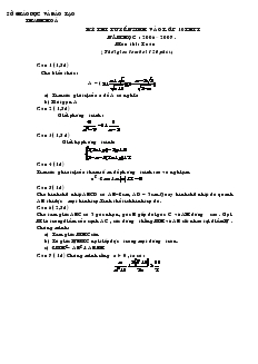 Kỳ thi tuyển sinh vào lớp 10 THPT năm học: 2006 – 2007 môn thi: Toán