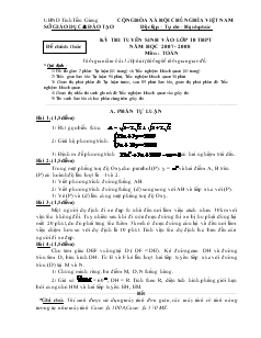 Kỳ thi tuyển sinh vào lớp 10 THPT năm học 2007 - 2008 môn: Toán