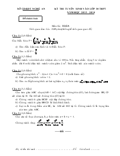 Kỳ thi tuyển sinh vào lớp 10 THPT năm học 2013 – 2014 môn Toán