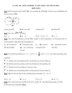 Luyện thi trắc nghiệm tuyển sinh vào lớp 10 THPT môn toán