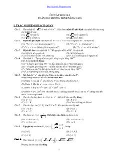 Ôn tập học kỳ I toán 10 (chương trình nâng cao)