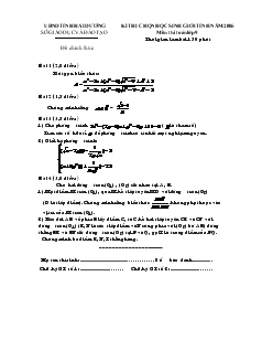 Thi chọn học sinh giỏi tỉnh Hải Dương năm 2006 môn thi toán lớp 9