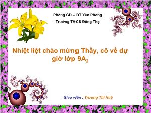 Bài giảng môn Hình học lớp 9 - Tiết 5: Tỉ số lượng giác của góc nhọn