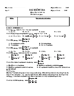 Bài kiểm tra Môn: Đại số (tiết 46)