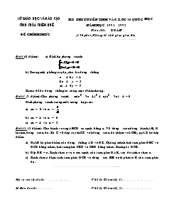Bộ đề thi tuyển sinh vào lớp 10 quốc học tỉnh Thừa Thiên Huế năm học 1991 - 1992