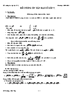 Đề cương ôn tập đại số 9 năm học 2009-2010