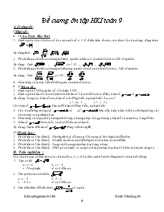 Đề cương ôn tập học kỳ I toán 9