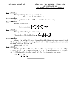Đề đề xuất thi học sinh giỏi lớp 9 cấp huyện năm học 2011 - 2012 môn Toán