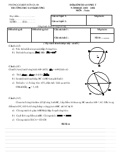 Đề kiểm tra 45 phút năm học 2011 – 2012 môn: Toán trường THCS An Khương