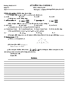 Đề kiểm tra chương I môn: Hình học 9 - Trường THCS NVT