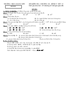 Đề kiểm tra chương III – Hình 9 - Tiết 57 - Trường THCS Giang Sơn