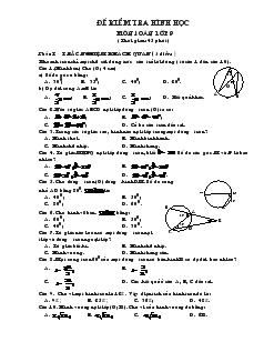 Đề kiểm tra Hình học môn Toán lớp 9 (thời gian: 45 phút)